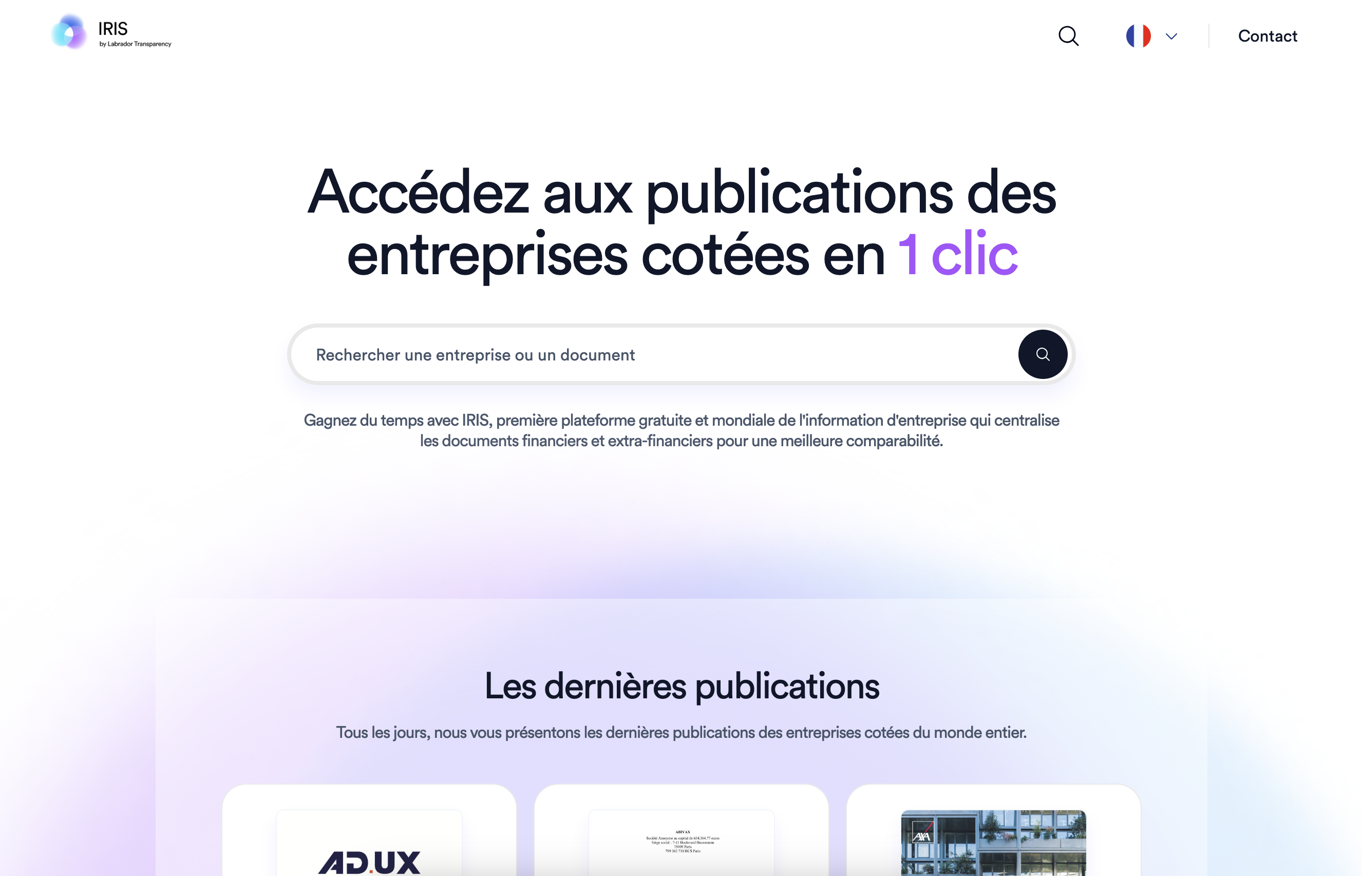 Plateforme IRIS Page accueil