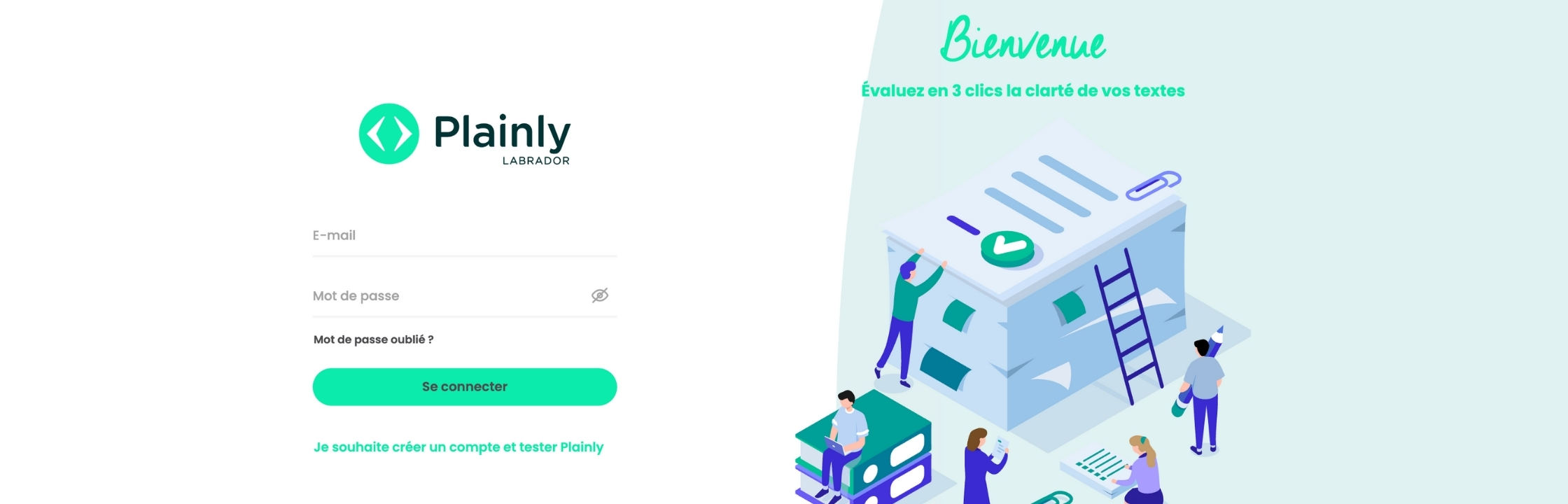 Page d'accueil de Plainly